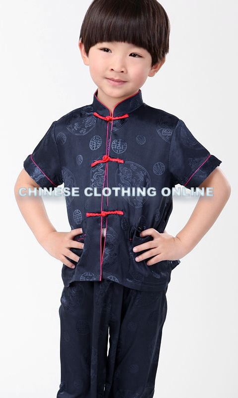 Boy's Short-sleeve Jacquard Mandarin Suit (RM)