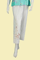 Floral Embroidery Pants (Beige)