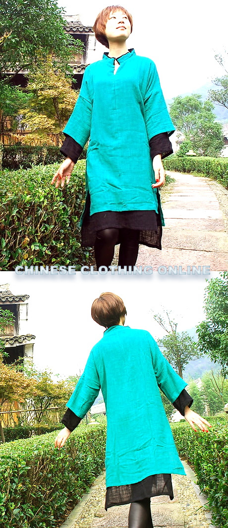 Long-sleeve Dual-layer Mid-length Cheongsam (CM)