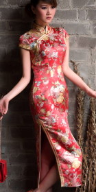 Short-sleeve Long-length Double-piping Cheongsam (CM)