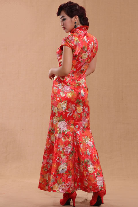 Cup-sleeve Long-length Fishtail Cheongsam (CM)