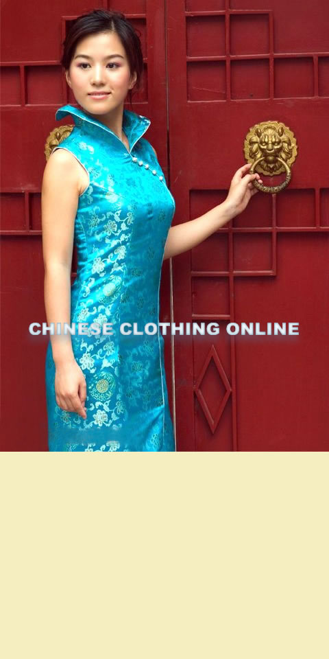 Sleeveless Foldable High Collar Front Slit Long-length Cheongsam (CM)