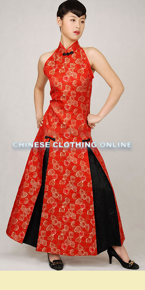 Cut-in Shoulders A-line Long-length Cheongsam (CM)