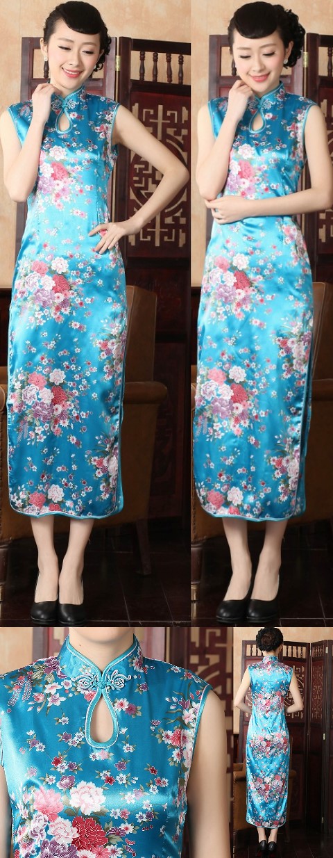 Sleeveless Long-length Floral Cheongsam (RM)