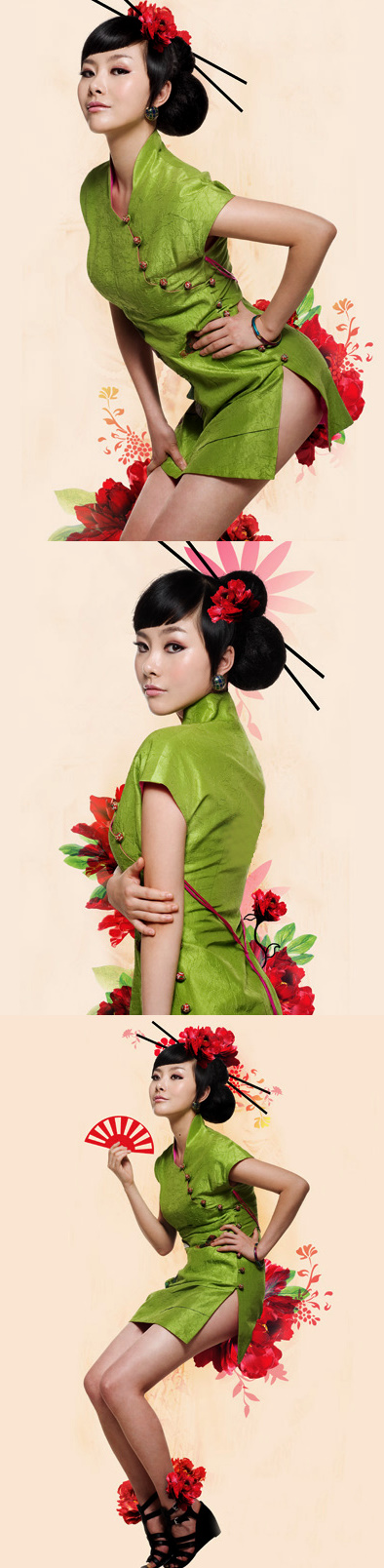 Cup-sleeve Short-length Cheongsam (CM)