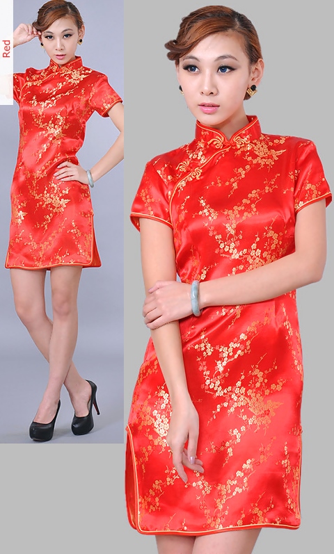 Short-sleeve Short Brocade Cheongsam Dress
