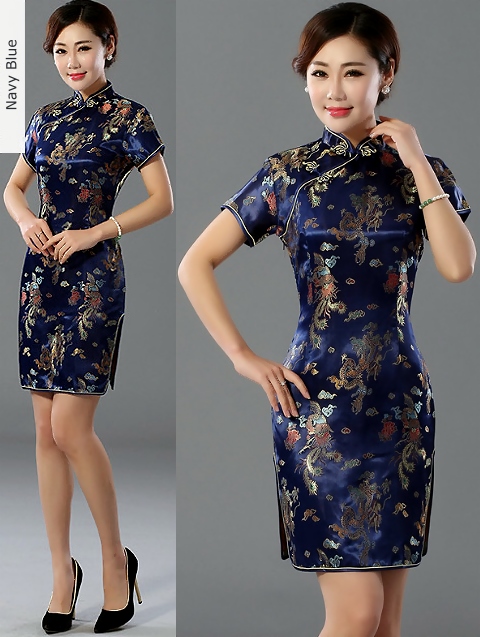 Short-sleeve Short Brocade Cheongsam Dress