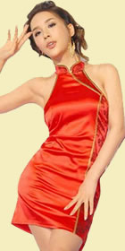 Cut-in Shoulders Bareback Short-length Cheongsam (CM)