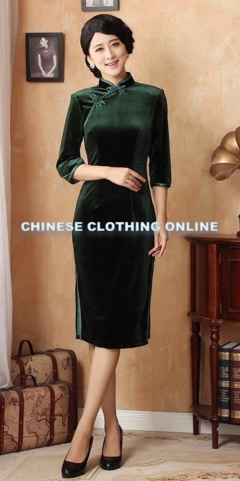 3/4-sleeve Mid-length Cheongsam (CM)