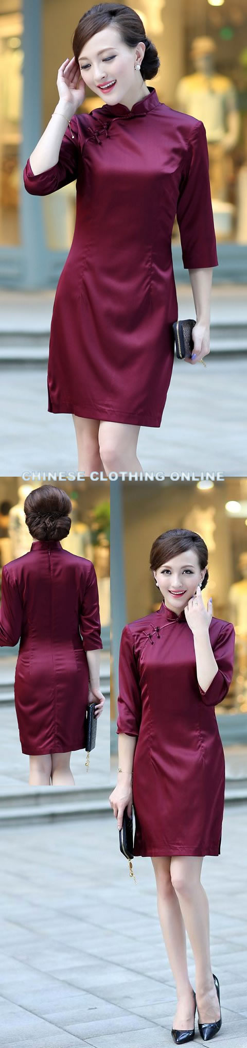 3/4-sleeve Mid-length Cheongsam (CM)