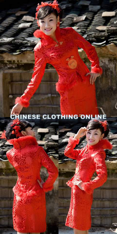 Long-sleeve Mid-length Wadded Cheongsam Suit (RM)