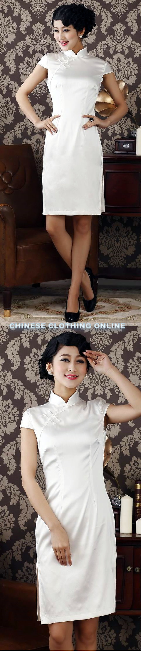 Cup-sleeve Mid-length Cheongsam (CM)