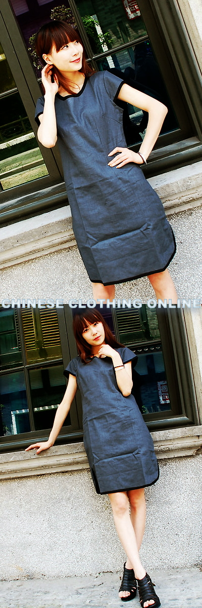 Ethnic Short-sleeve Round-collar Dress (CM)