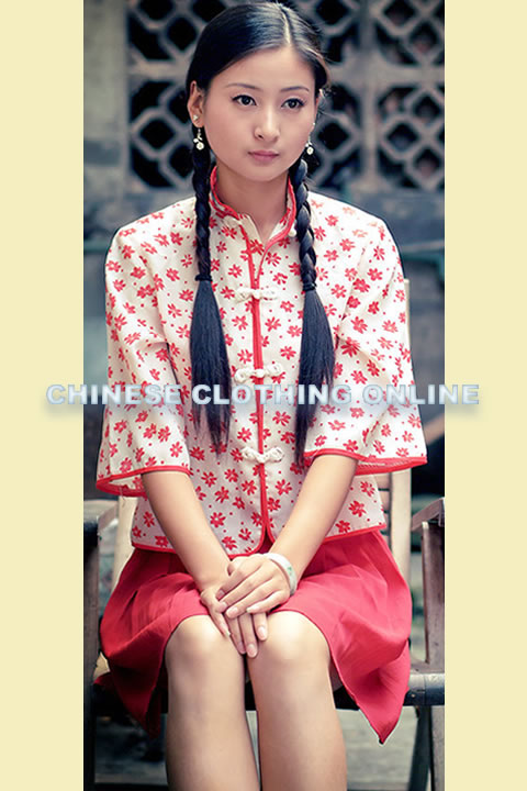 3/4-sleeve Cotton Linen Mandarin Blouse (CM)
