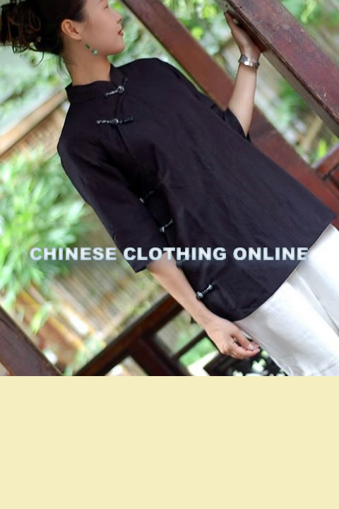 Elbow-sleeve Mandarin Blouse (CM)