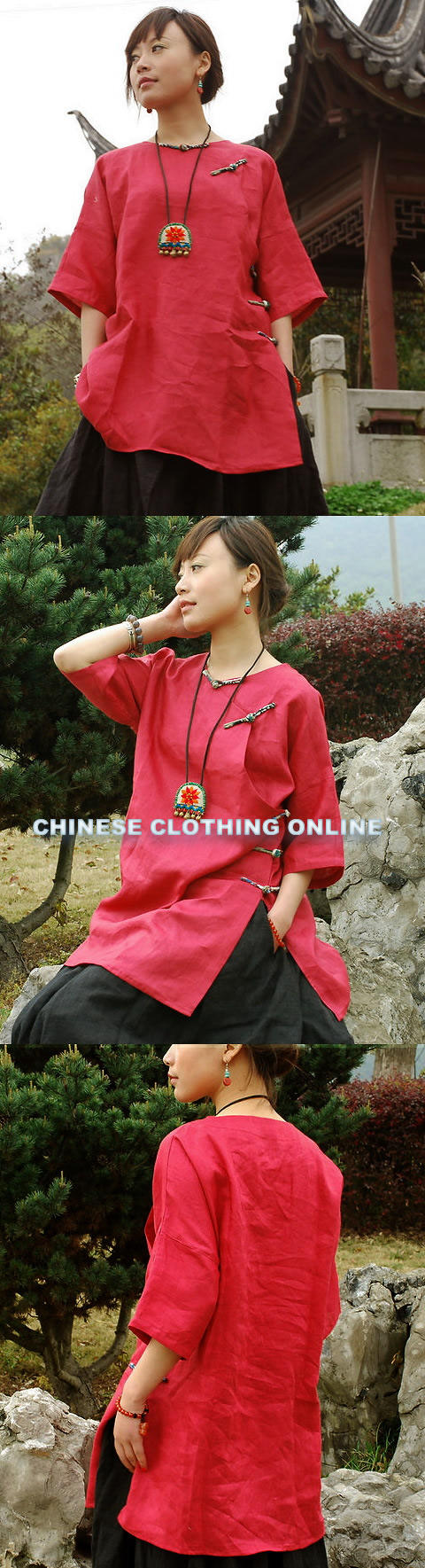 Ethnic 3/4-sleeve Blouse (CM)