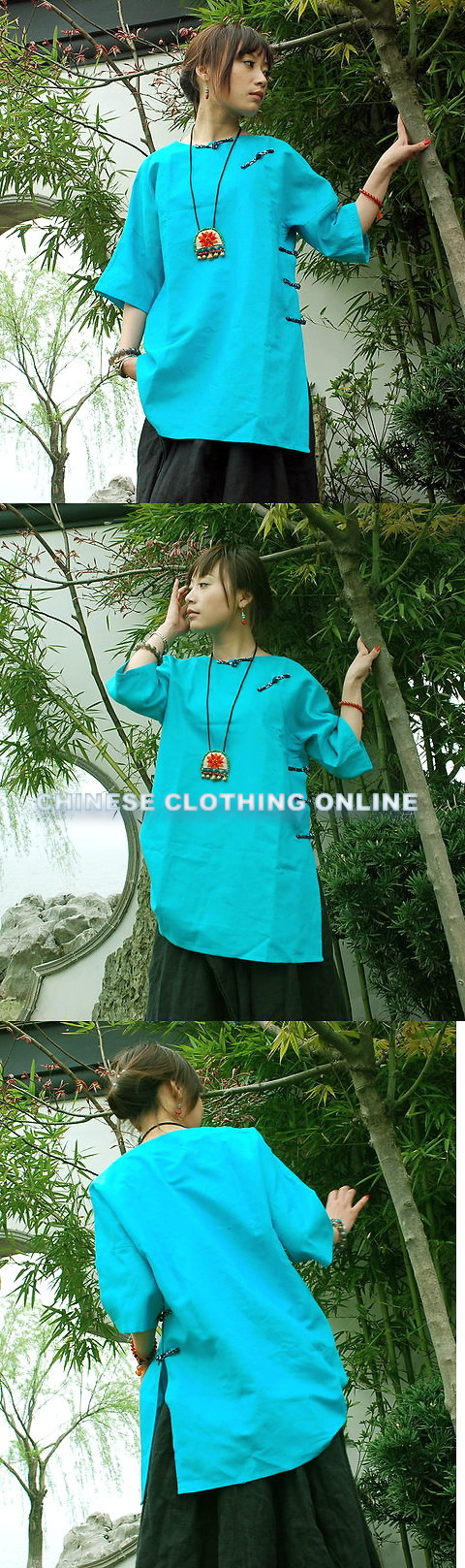 Ethnic 3/4-sleeve Blouse (CM)