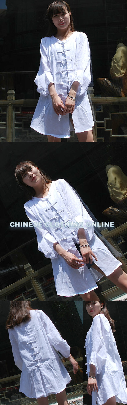 Ethnic Long-sleeve Puff-cuff Long Blouse/Jacket (CM)