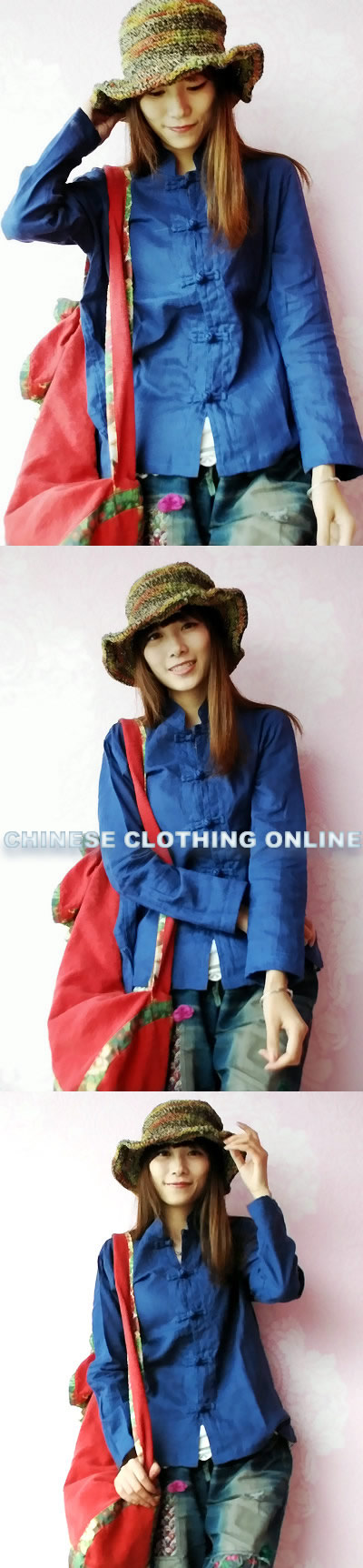 Ethnic Long-Sleeve Standing Collar Blouse/Jacket (CM)