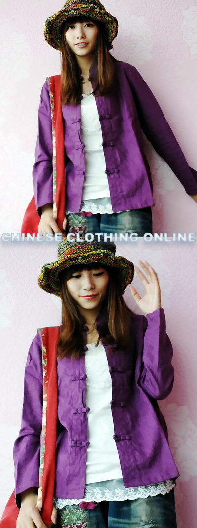 Ethnic Long-Sleeve Standing Collar Blouse/Jacket (CM)