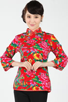 Bargain - Mandarin Blouse (Red)