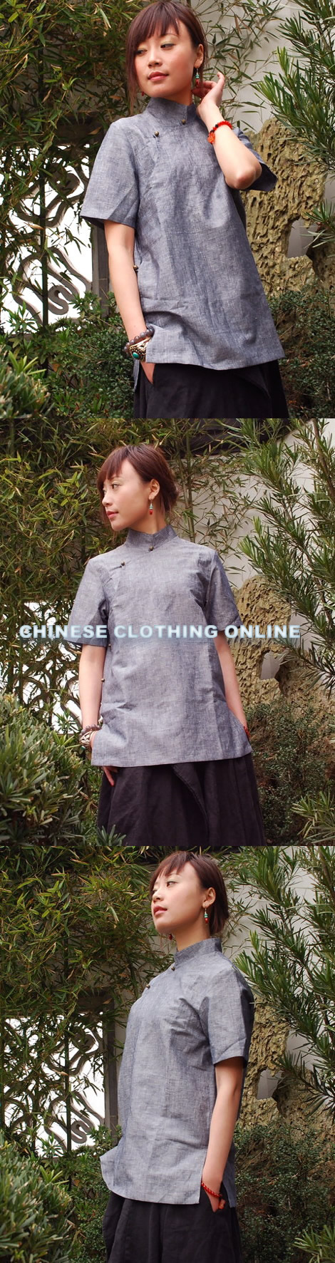 Ethnic Short-sleeve Blouse (CM)