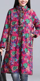 Trendy Ethnic Cotton Wadded Faux Wool Coat (RM)