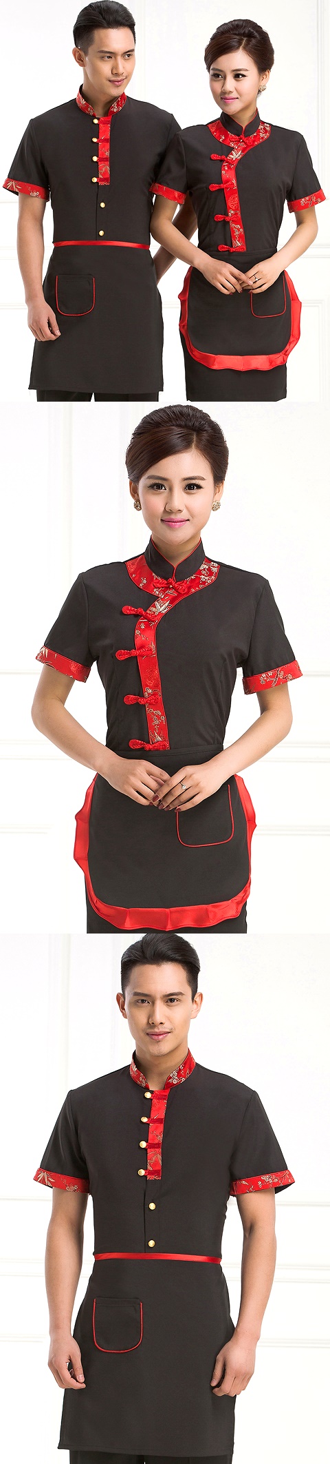 Mandarin Style Restaurant Uniform-Top (Black)