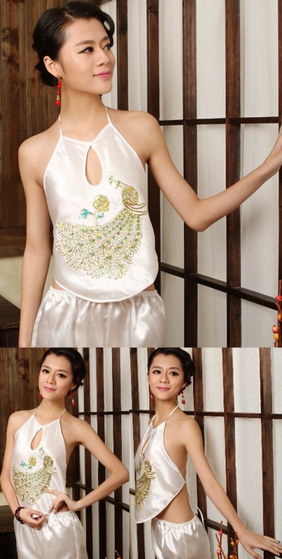 Peacock Embroidery Halter Top (RM)